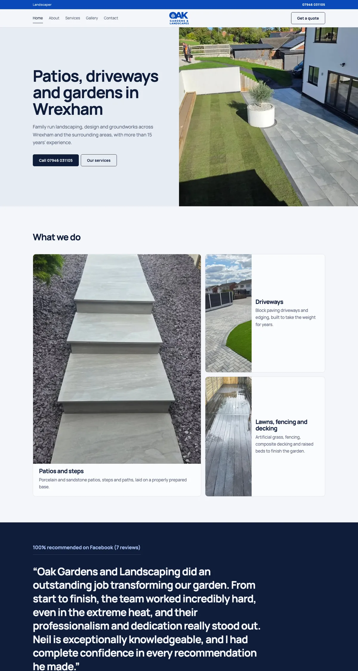 Example landscaper website on a laptop