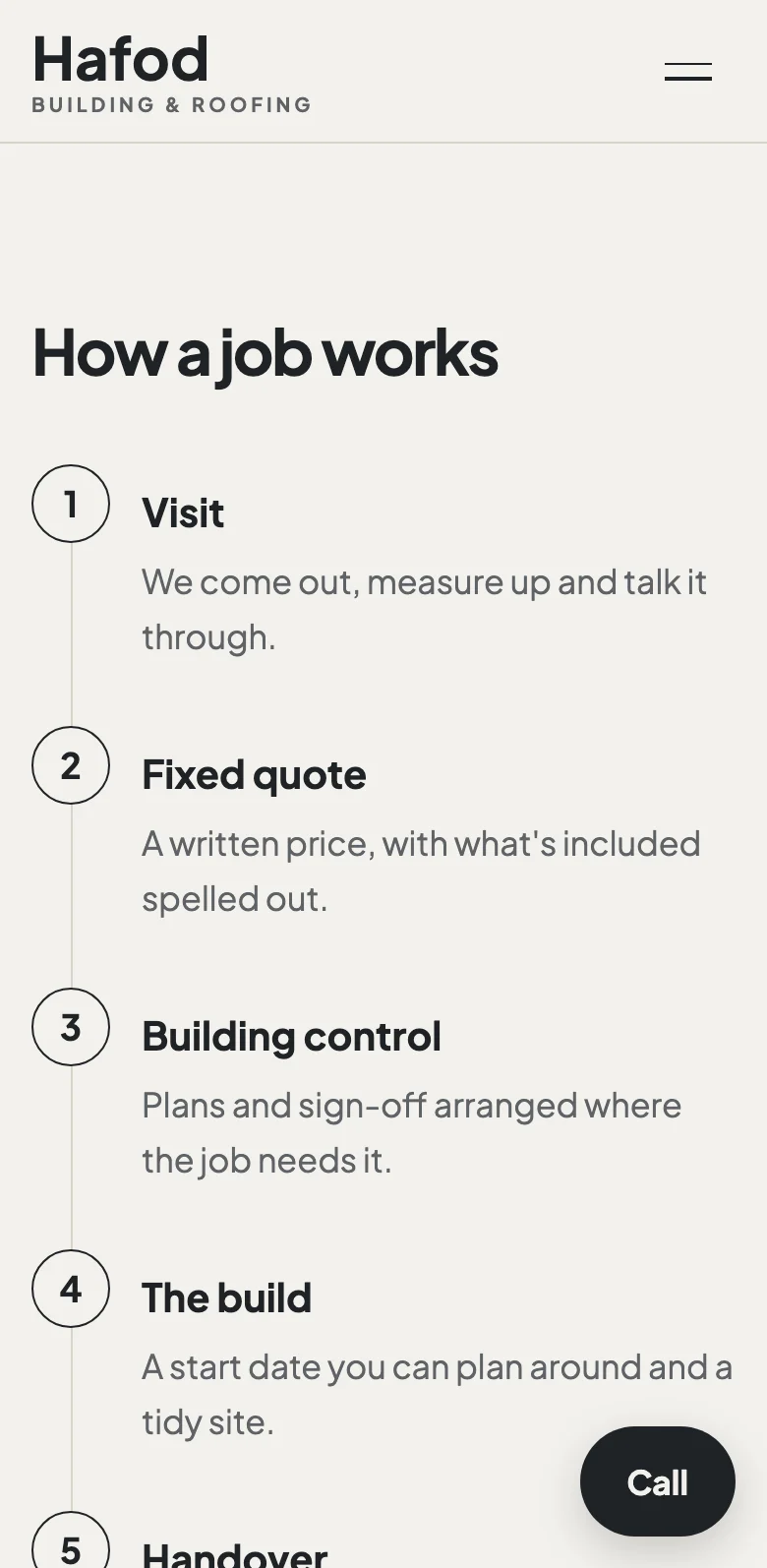 How a job works on the sample builder site, on a phone