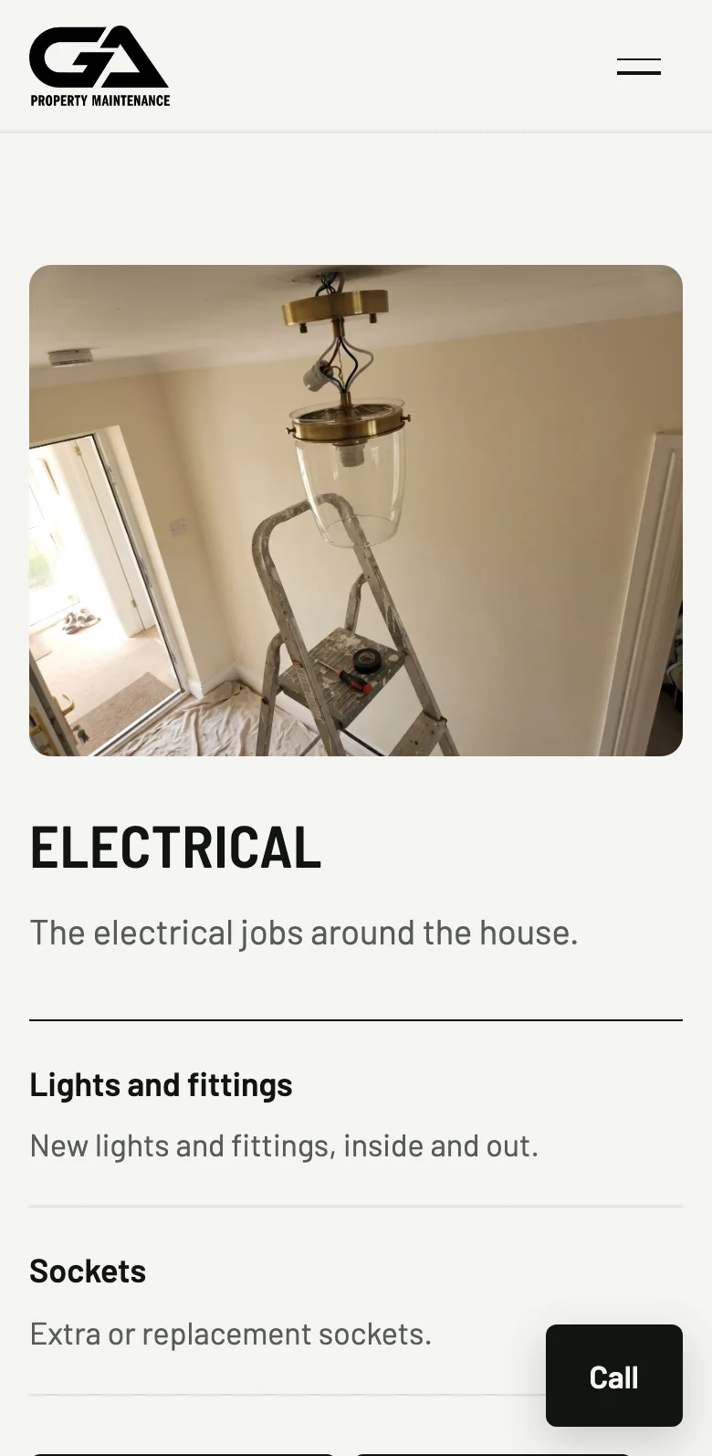 The electrical section of the GA site, on a phone