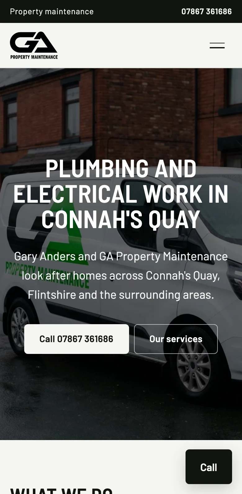 The top of the GA Property Maintenance example site on a phone